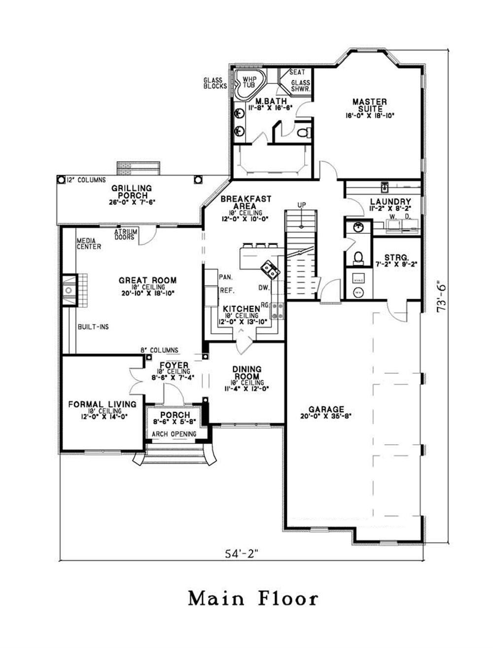 Floor Plan First Story of French Plan #153-1234